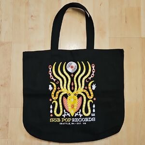 Black Tote Bag with Yellow Graphic